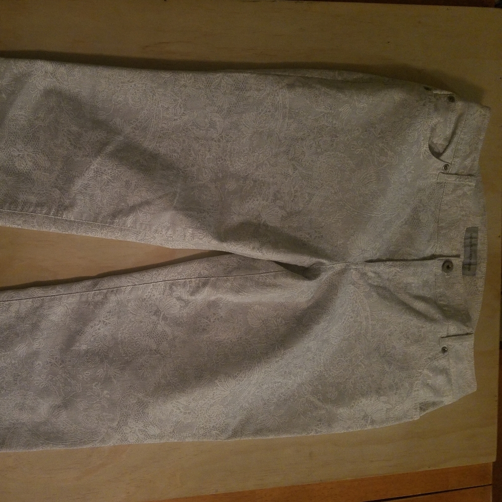 Chicos Platinum Denim White Paisley Jeans
